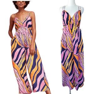 Anthropologie Maeve Finley Wide Leg Jumpsuit XS 0 Strappy Multicolor Boho
